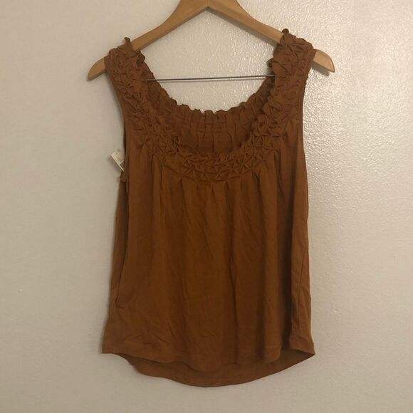 NWT ANTHROPOLOGIE Maeve Justin Smocked Top Blouse in Honey Size XS - Picture 3 of 15